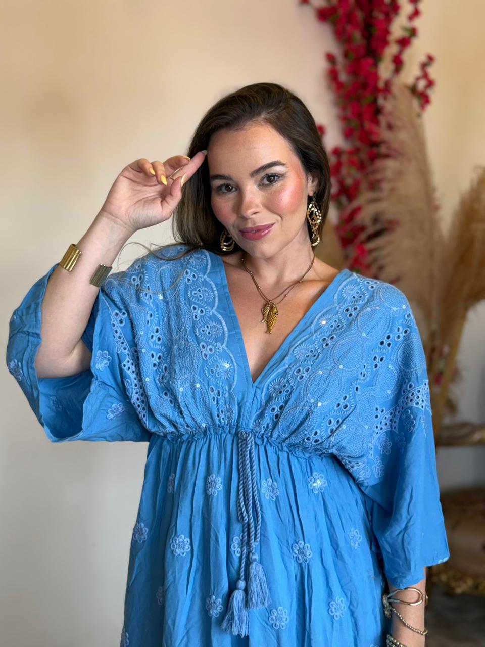 Vestido Laise Azul - Imagem 3