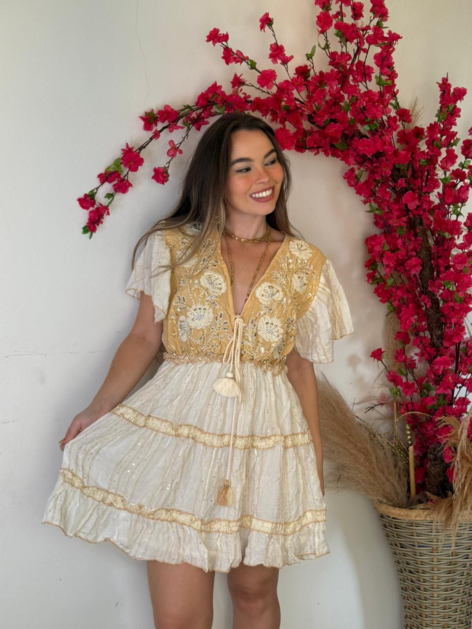 Vestido Cottage Bege