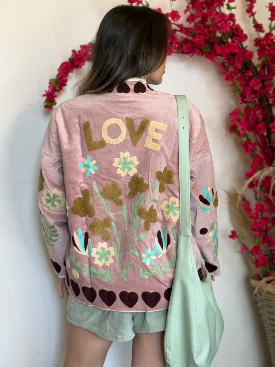 Jaqueta Suzani Veludo Bordada Rosé - Imagem 8