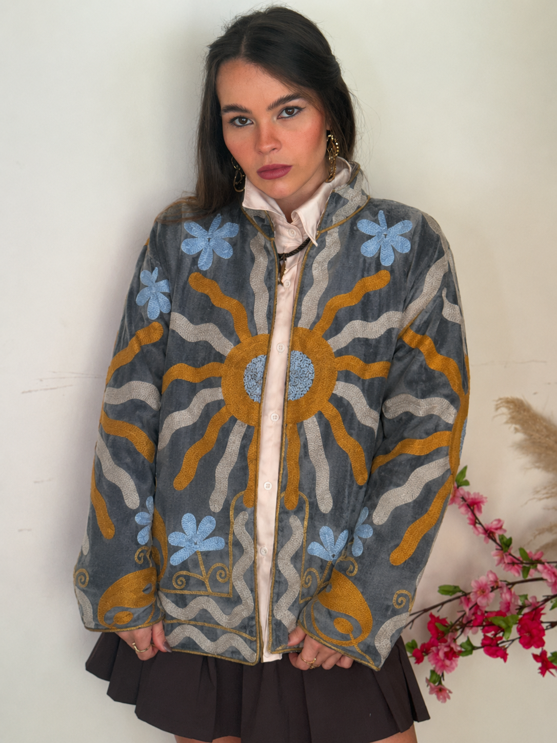 Jaqueta Suzani Veludo Sun Grey