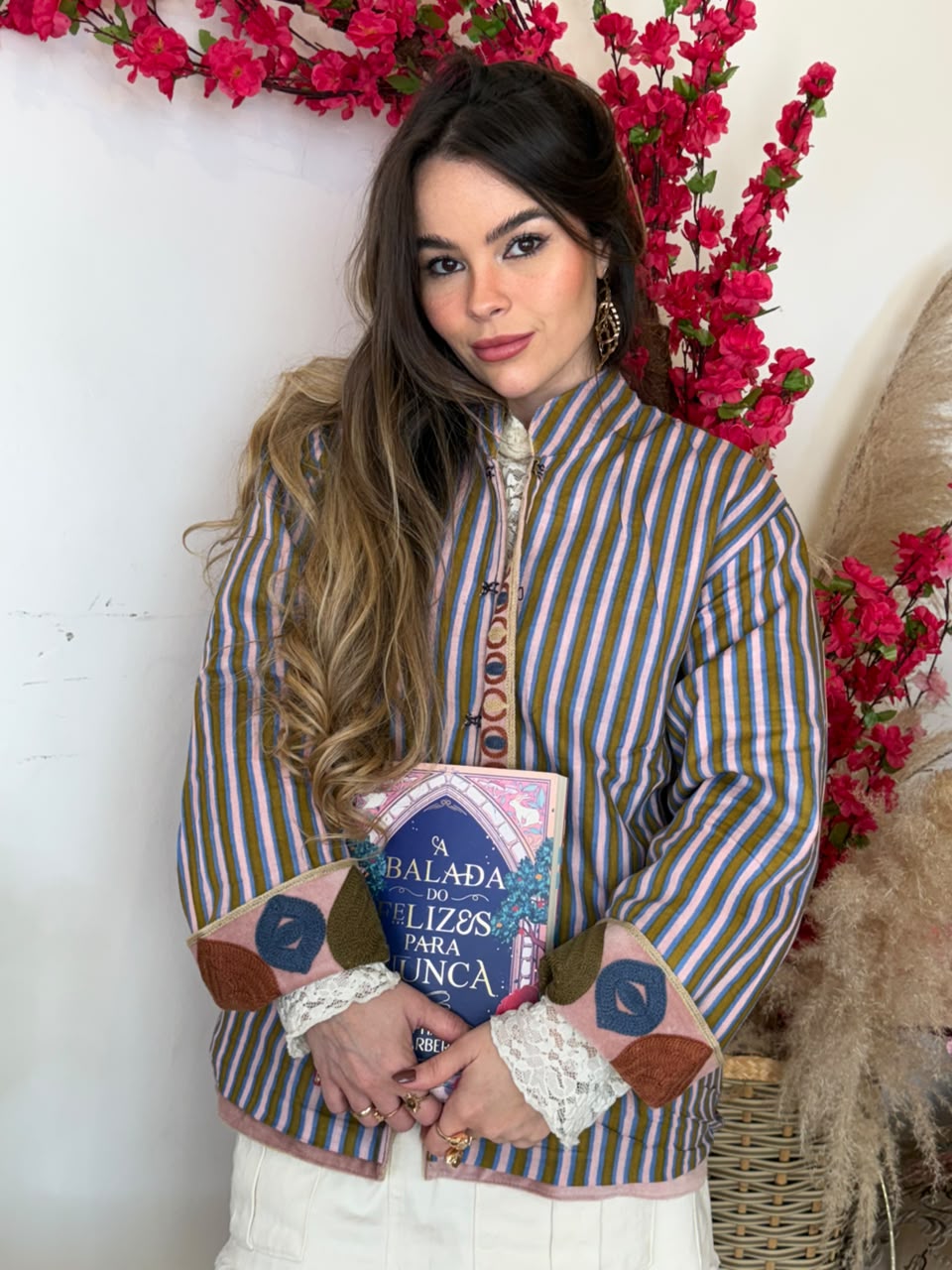 Jaqueta Suzani Veludo Bordada Rosa - Imagem 10
