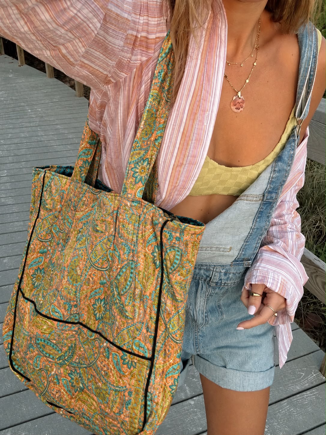 Bolsa Matelassê Dupla Face Mostarda Cashmere