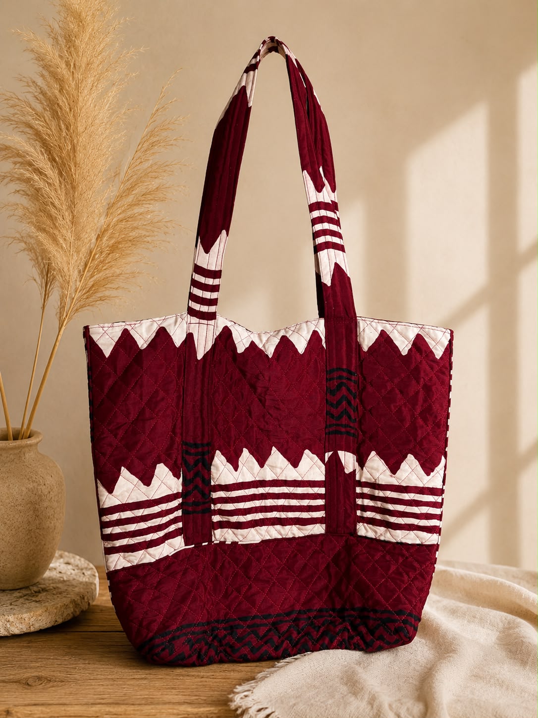 Bolsa Matelassê Dupla Face Borgonha