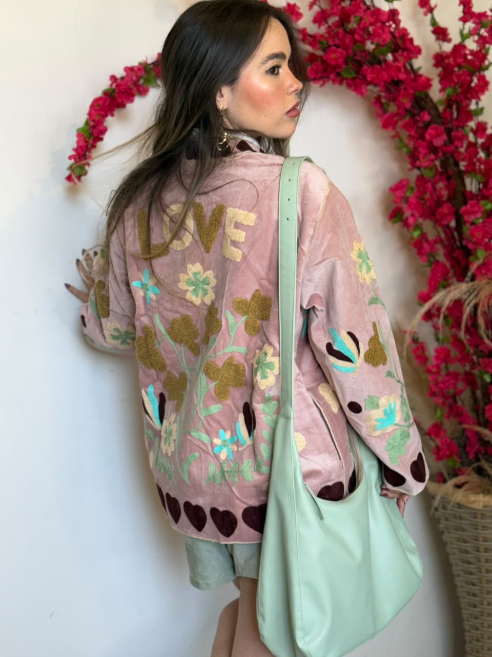 Jaqueta Suzani Veludo Bordada Rosé - Imagem 6