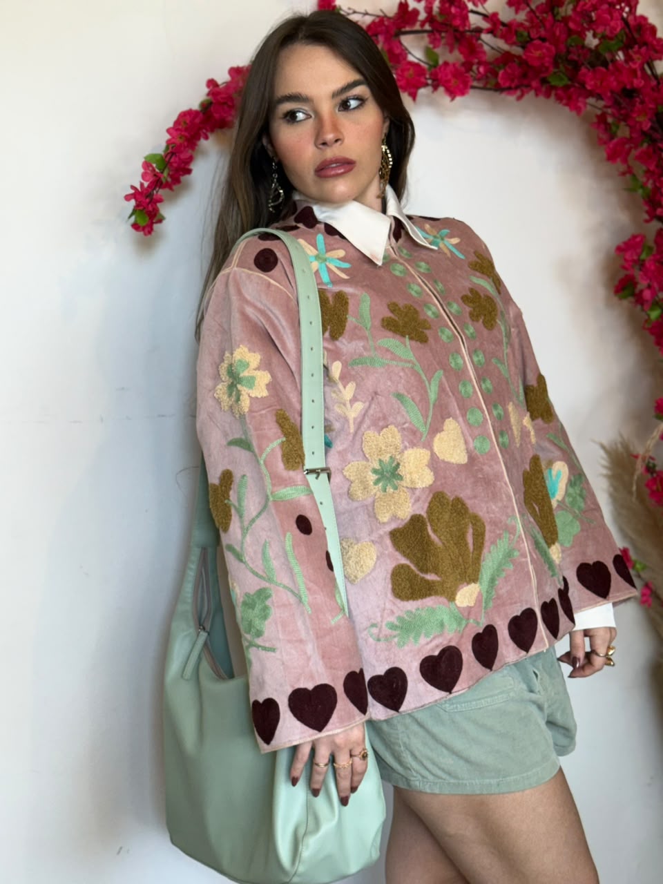 Jaqueta Suzani Veludo Bordada Rosé - Imagem 2